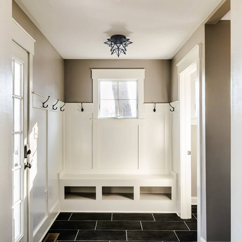 Black Moravian Star Ceiling Light Flush Mount, Transparent, 12.7-IN